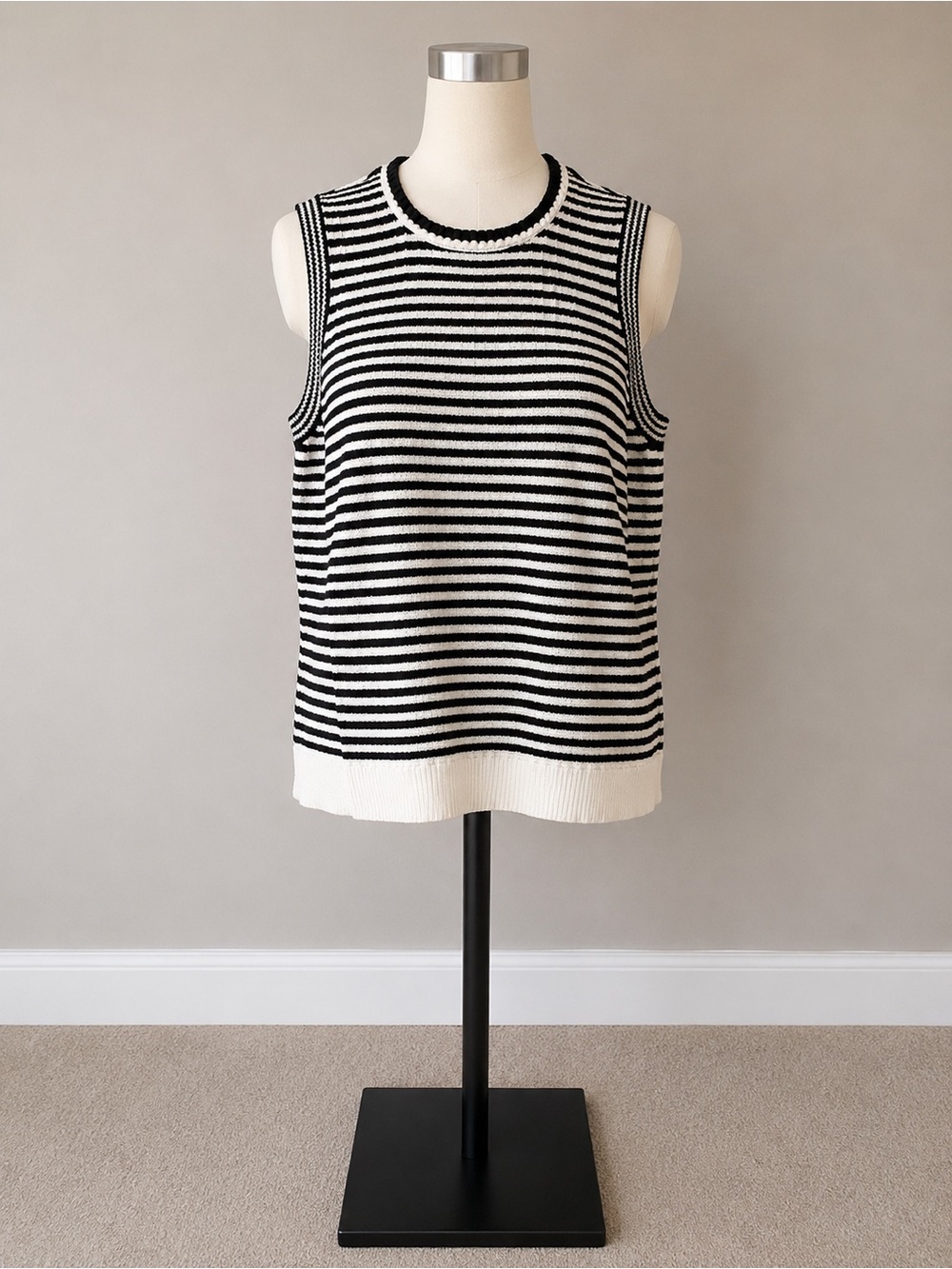 Black & White Striped Knit Tank Top